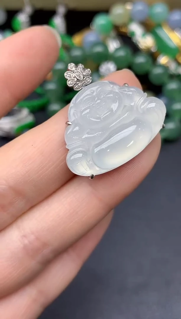 颈饰18K金镶嵌翡翠302-雪姐翡翠天天见