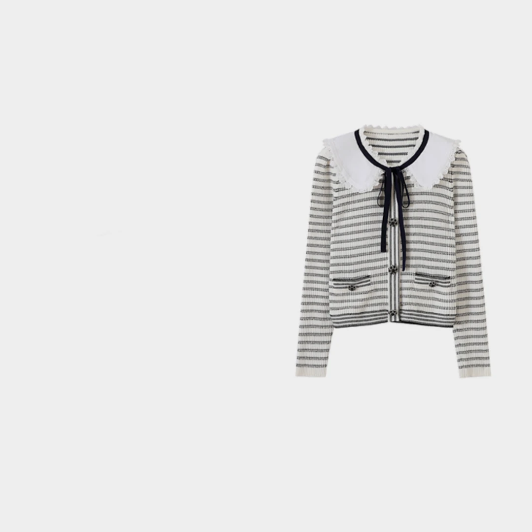 T·Z*41小香风休闲时尚设计师气质百搭撞色长袖衫-8340