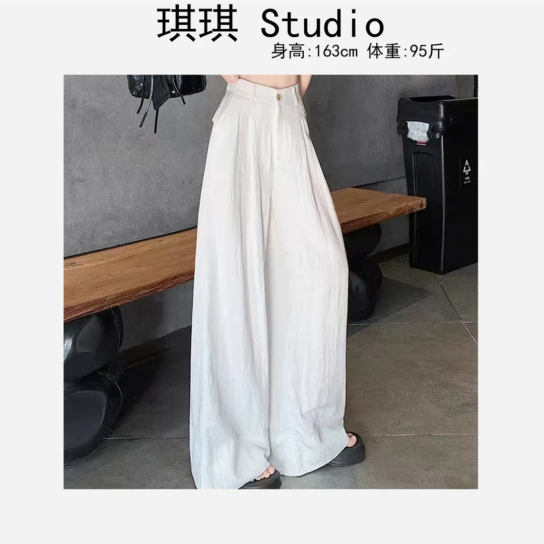 《琪琪家》春夏季新款气质时尚腰头压褶纽扣显瘦减龄休闲裤9832-U2