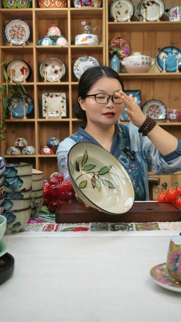 瓷片小可高温陶瓷餐具2只草帽碗