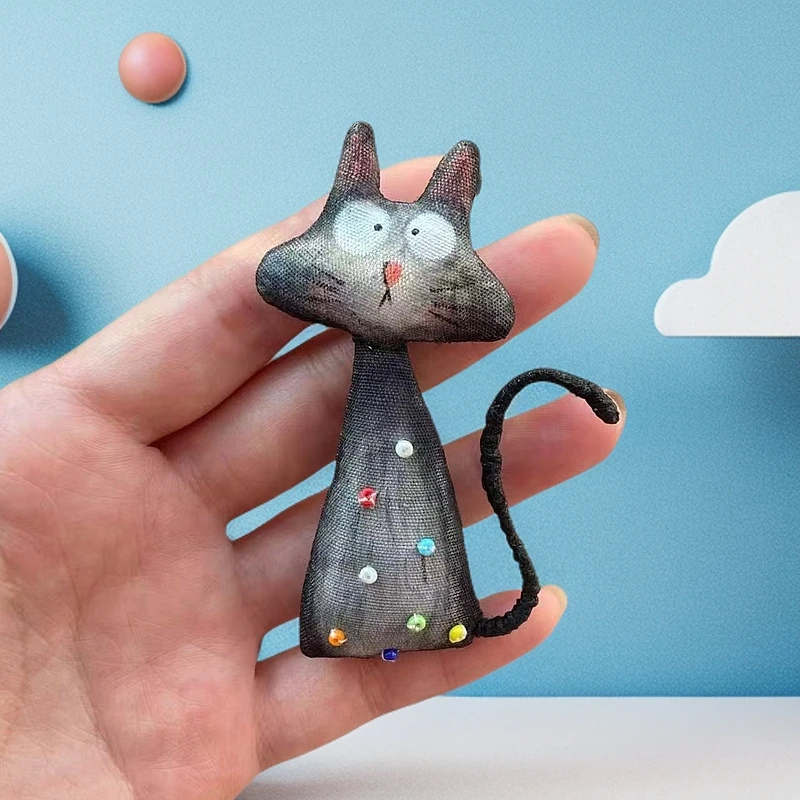 青竹手作猫猫布艺手工玩偶玩具包包挂件创意生日礼物送女生胸针