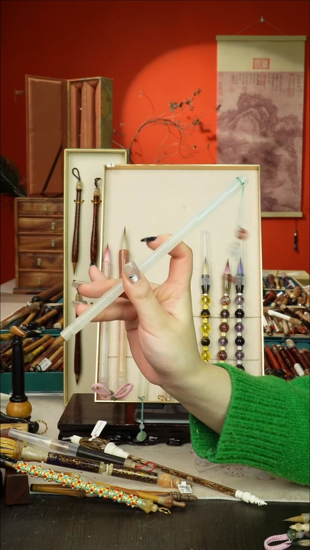 548号闪孤品高货毛笔链接 清水试笔 蘸墨不退