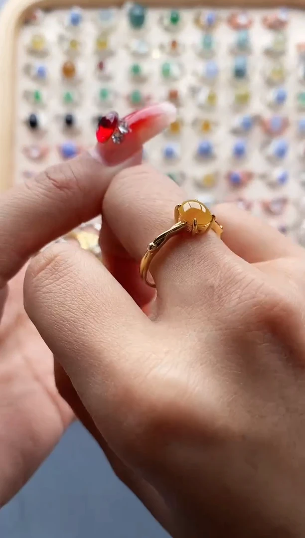 【闪购商品】翡翠戒指银S925镶嵌缅甸天然A货翡翠333 8+4