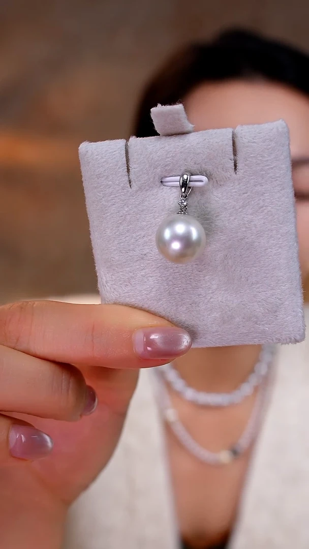 吊坠(不含链)18K金镶嵌海水珍珠澳白12-13mm