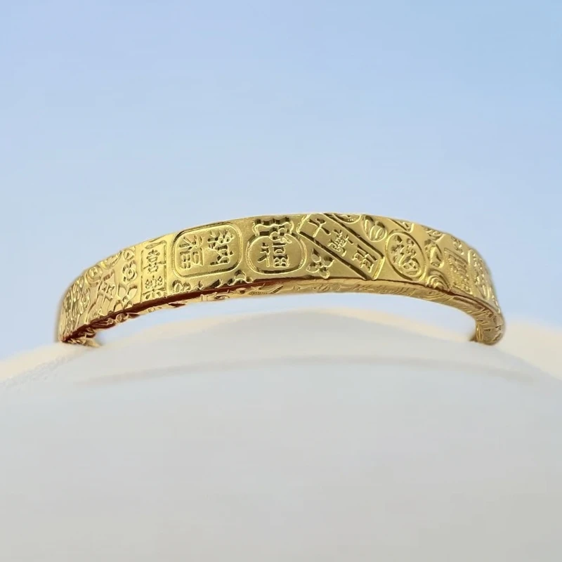 足银手镯 开口吉言手镯气质轻奢时尚百搭磨砂传承