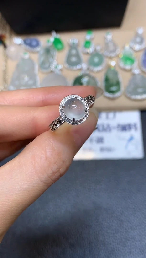 18K金镶嵌戒指翡翠【24小时鉴赏期】蛋面【无服务费