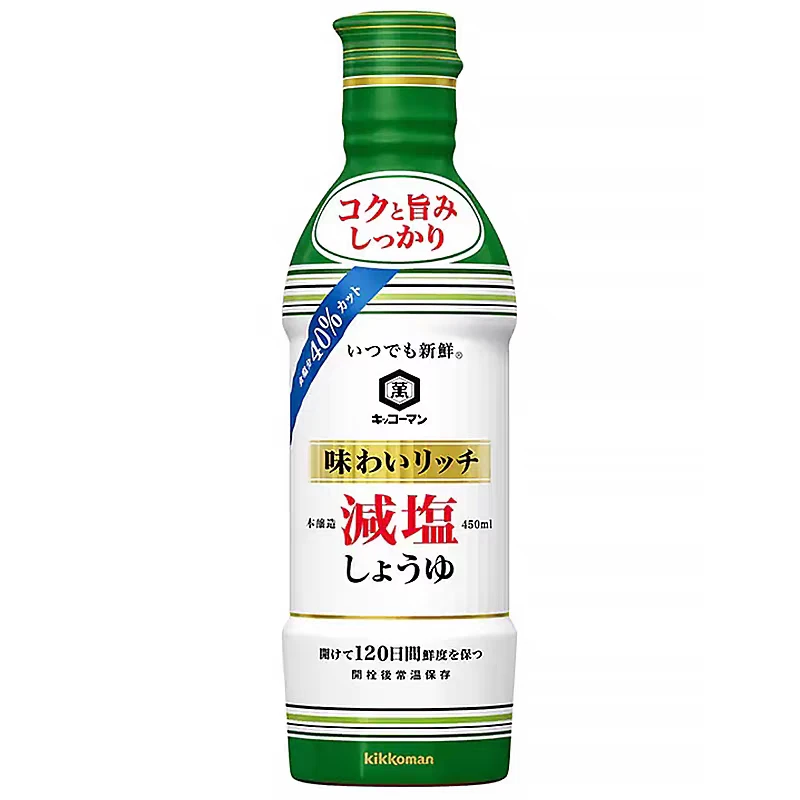 【单瓶包邮】日本万字酱油减盐版 酿造酱油 450ml