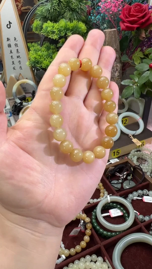 手串未镶嵌和田玉且末料迪克兰手串卡10（83分）