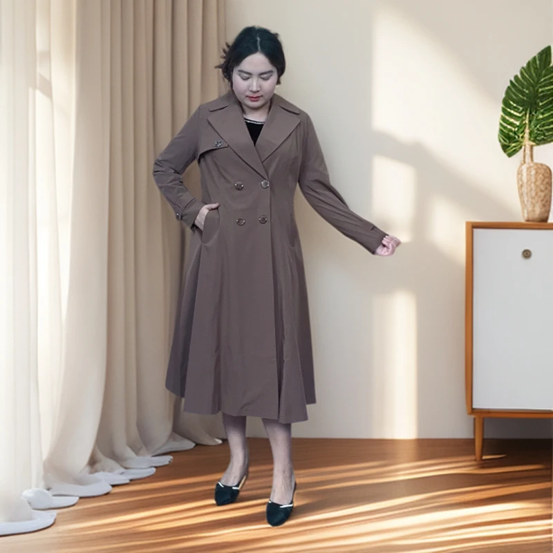 2025法式女修身型服装大衣秋季风衣中长款收腰卡其薄款