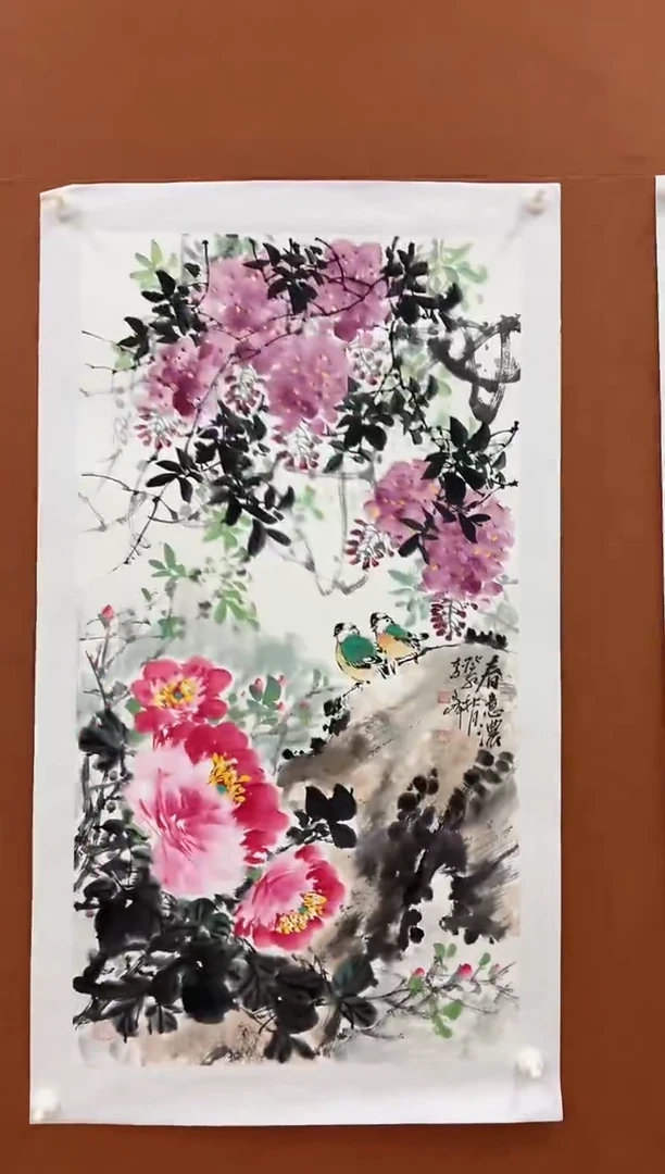 国画李文峰三尺整张花鸟