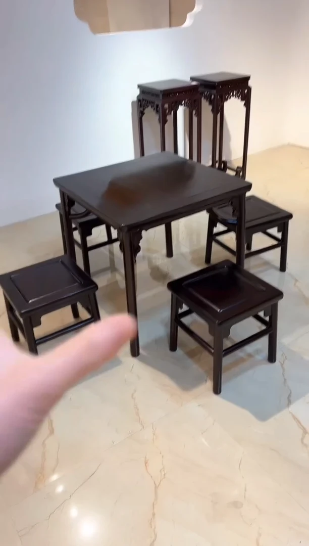 【闪购商品】红酸枝木类家具70cm方桌五件套