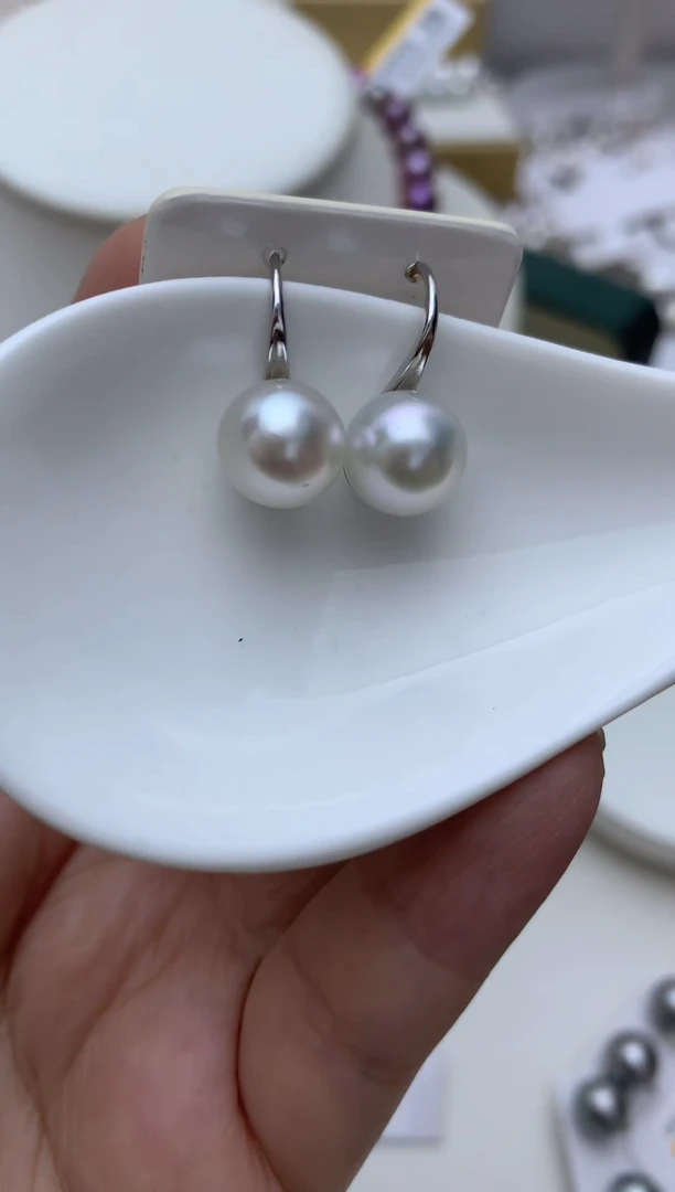 银S925镶嵌耳饰海水珍珠e75