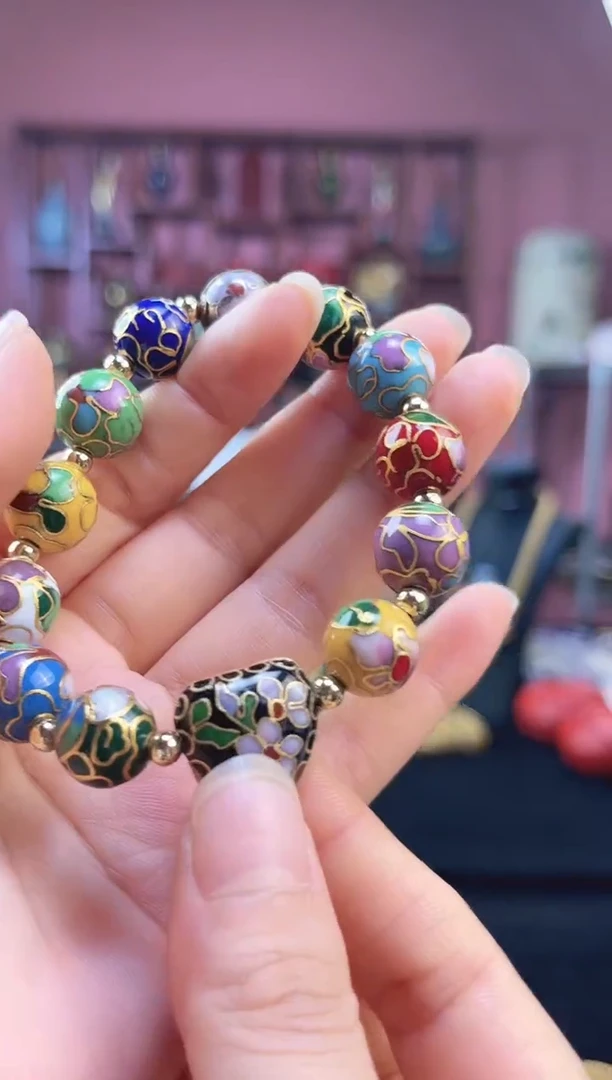 非遗 景泰蓝手串 1.2 多宝+金地