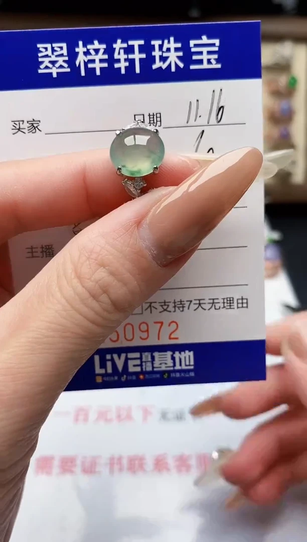 银S925镶嵌戒指翡翠0972