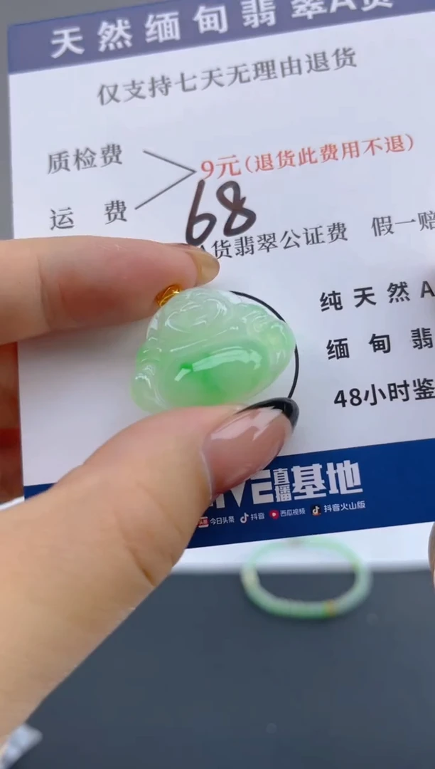 颈饰18K金镶嵌翡翠纯天然缅甸翡翠A货