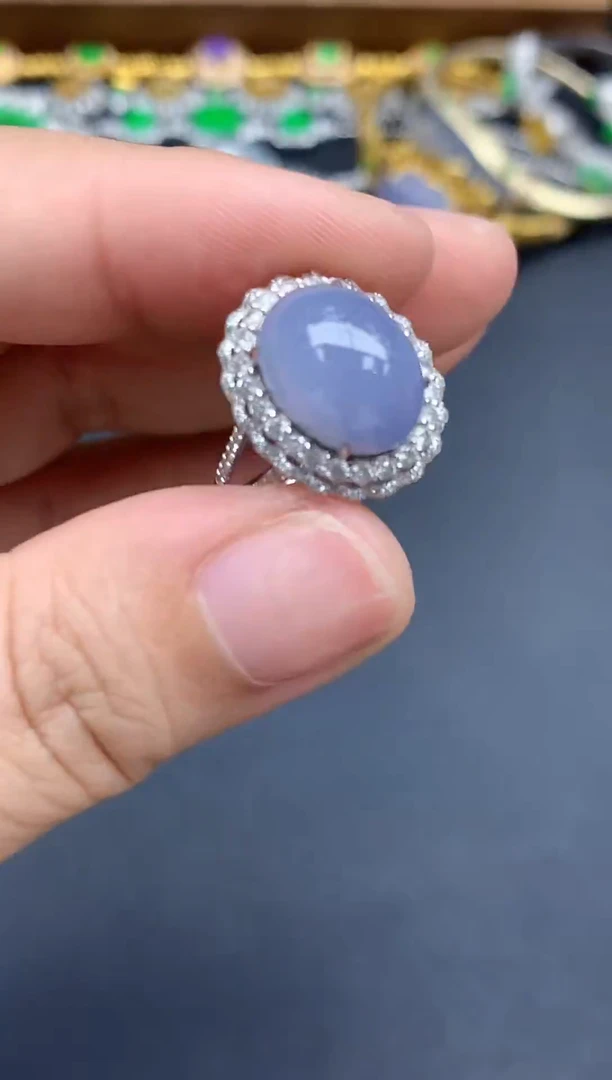 翡翠戒指18K金镶嵌481-春日珠宝