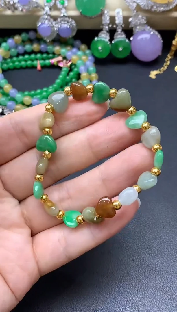 足金镶嵌手链翡翠427-中国好珍宝