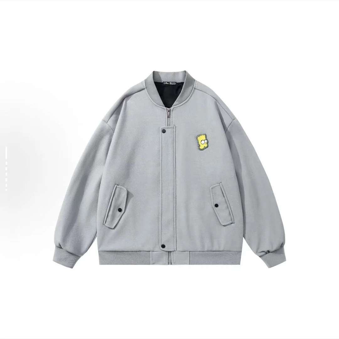 绣标飞行员仿呢子简约棒球服夹克外套男女同款