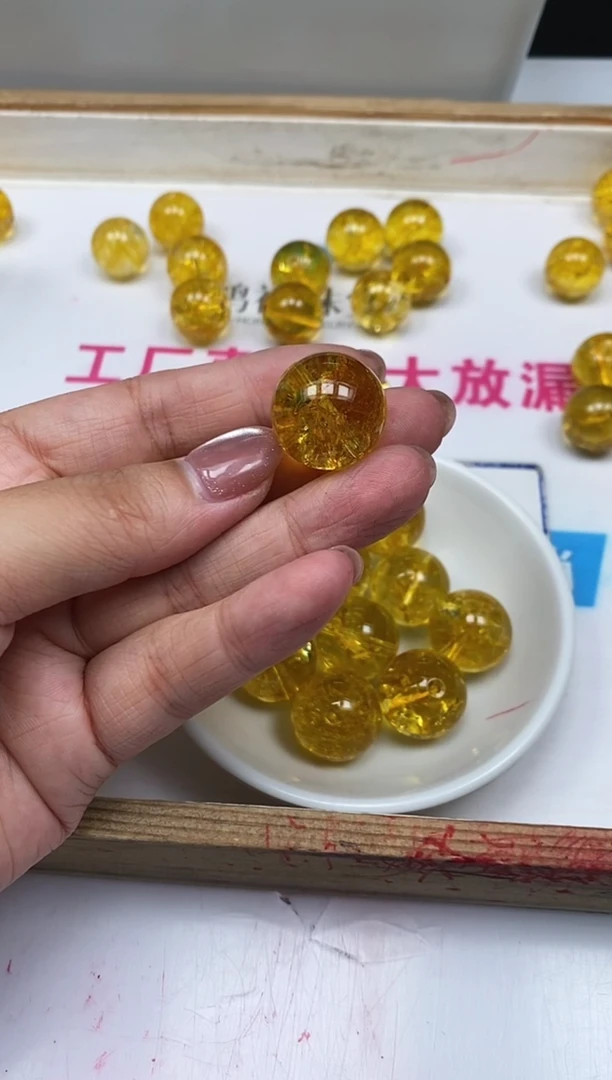 水晶珠宝半成品未镶嵌D542 黄水晶18mm 1个15元