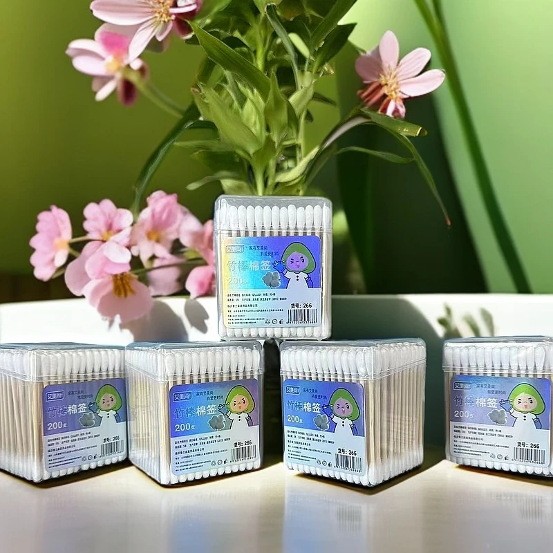 (新疆包邮)方盒棉签双头化妆棉签 桶装清洁卸妆棉棒 棉花木棒