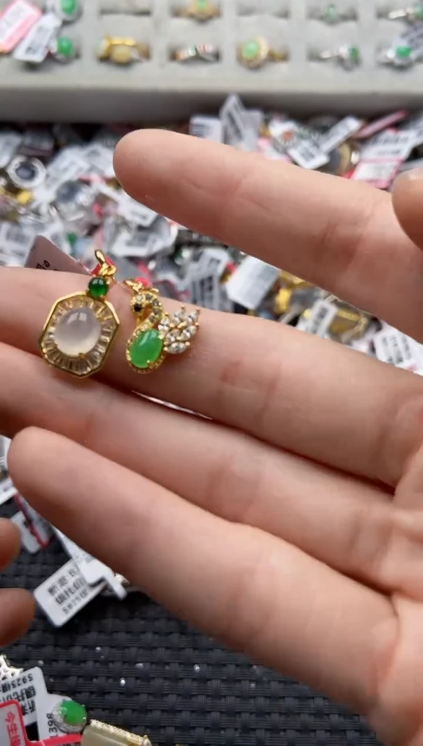 翡翠戒指银S925镶嵌2222---8