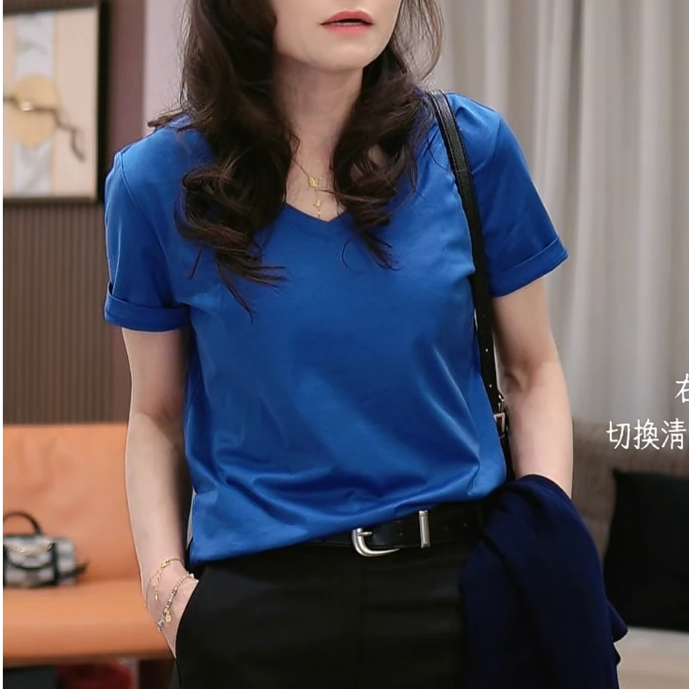 【丝光棉2.0】V领短袖-桑蚕丝+棉+再生纤维 夏季活力感质感T恤