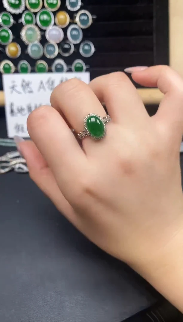 银S925镶嵌戒指翡翠83888