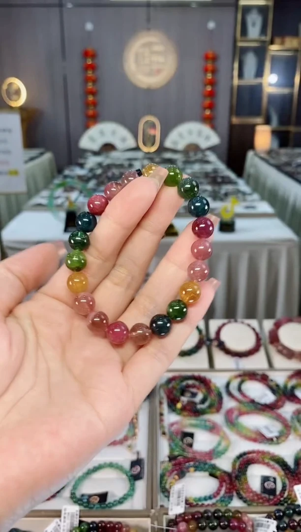 收藏级老矿碧玺单圈手串9mm+未镶嵌碧玺hon多样性发货一条