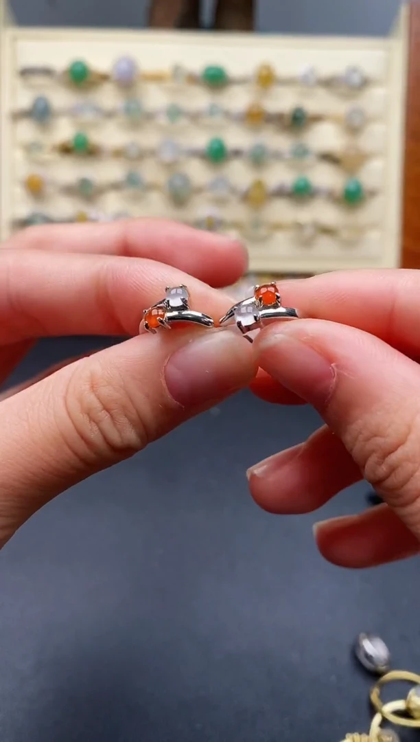 翡翠戒指银S925镶嵌天然翡翠A货444   4-