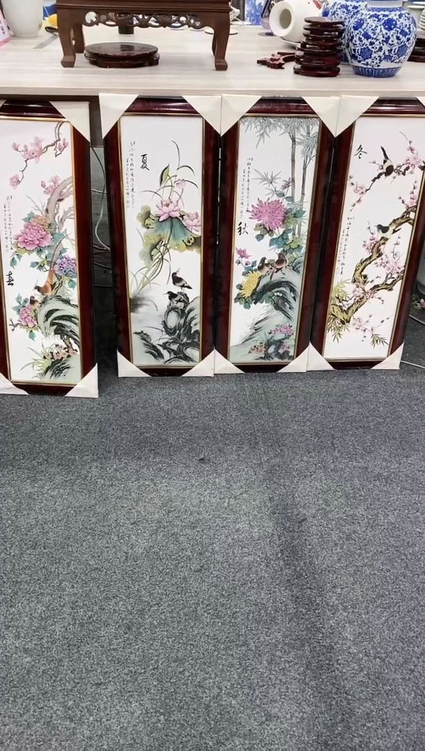 摆件春夏秋冬瓷板画四副（83cm*31cm）