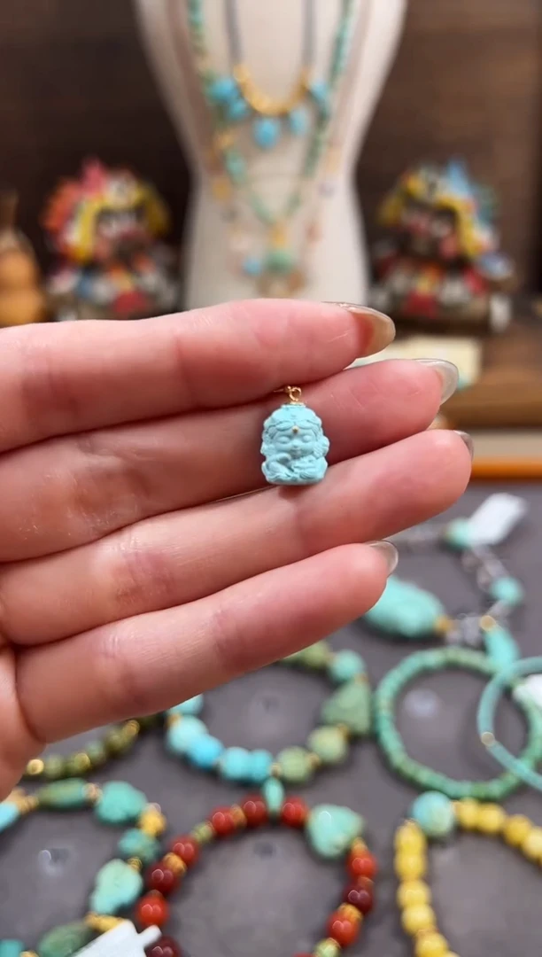 绿松石18K金镶嵌提溜绿松石提溜