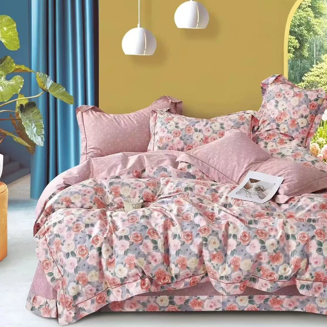【只发新疆】加厚100棉纯棉喷气印花四件套--油画玫瑰