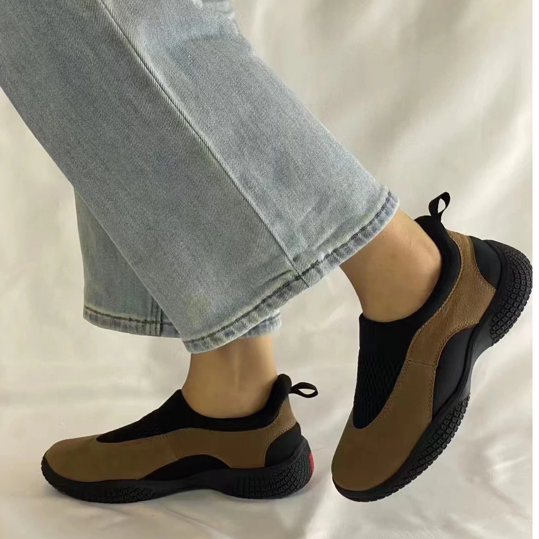 春秋季拼接弹力布舒适 一脚蹬休闲鞋百搭回头女鞋时尚轻便低帮