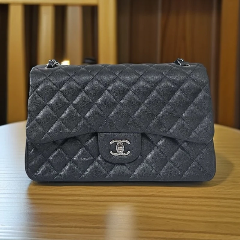 95新 Chanel/香奈儿 香奈儿cf jumbo 珠光限量款 枪灰色 9086