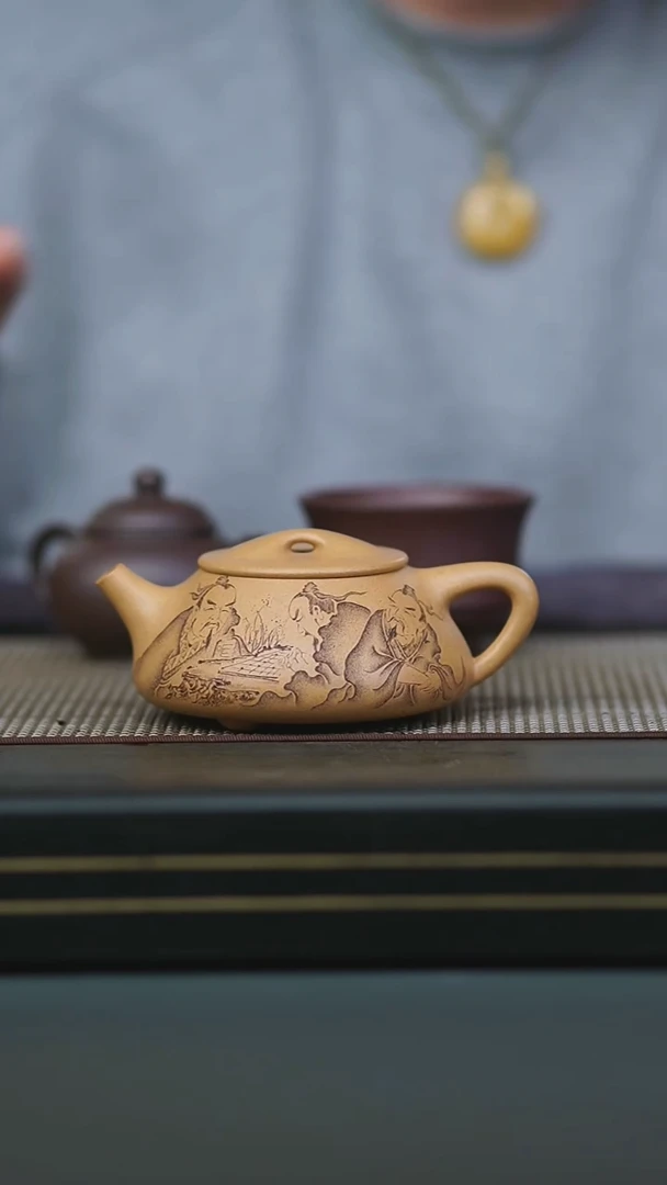 茶壶紫砂黄金段观棋图景舟