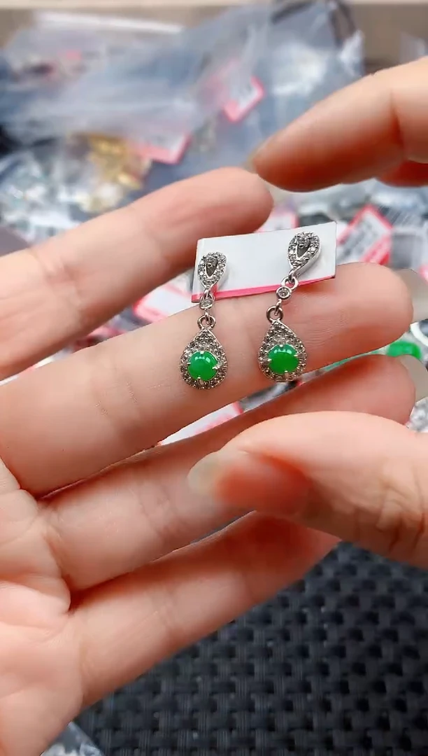 银S925镶嵌戒指翡翠天然A货缅甸翡翠