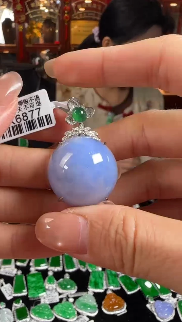 颈饰18K金镶嵌翡翠DK6877紫蛋面