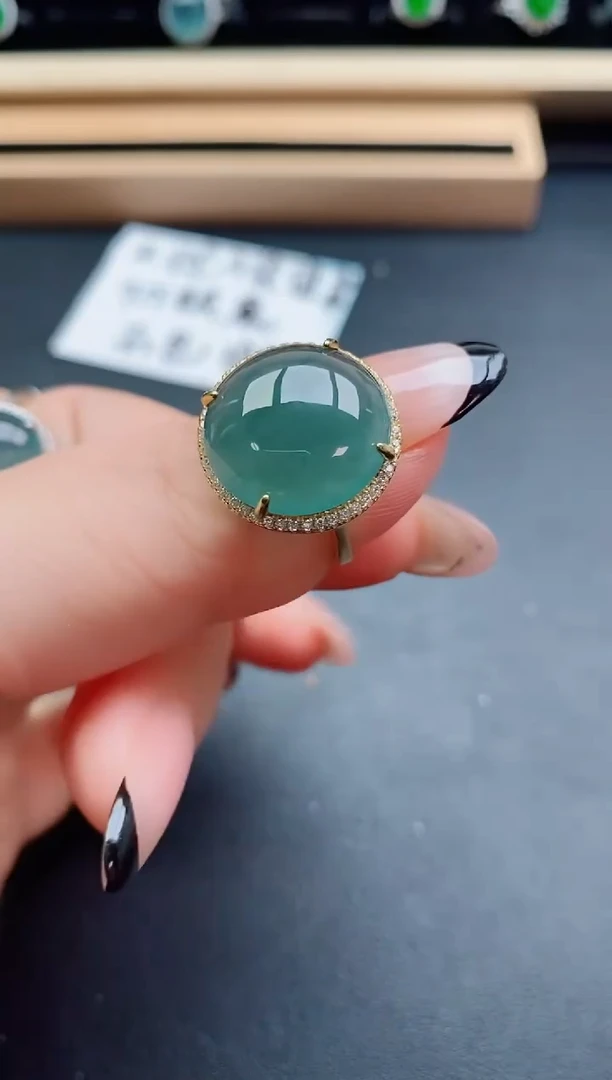 翡翠戒指银S925镶嵌50800