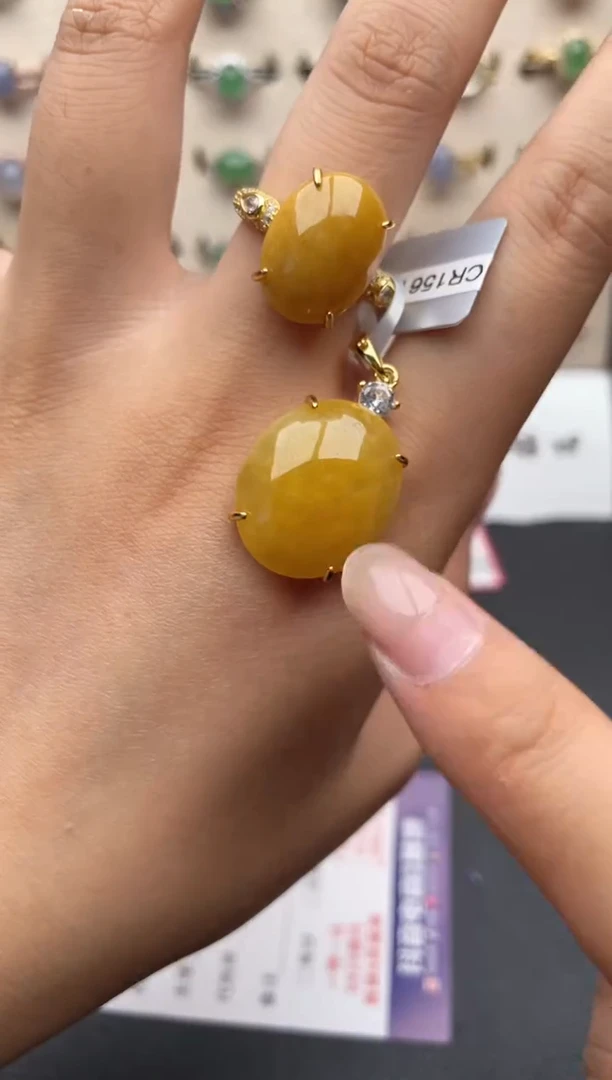 银S925镶嵌戒指翡翠一物一证一礼盒