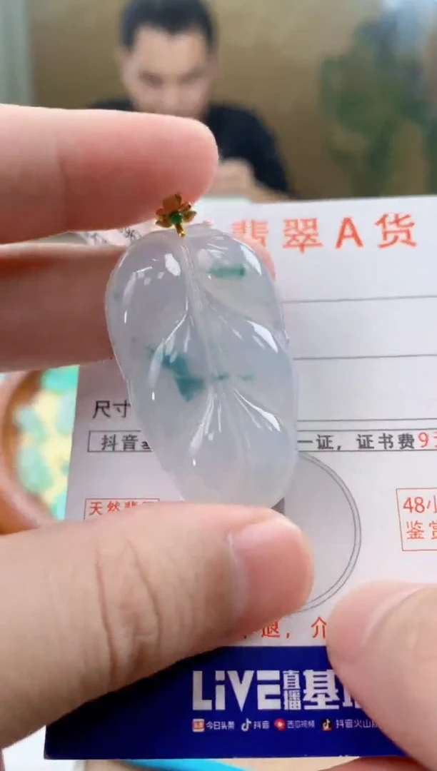 颈饰18K金镶嵌翡翠天然A货翡翠挂件