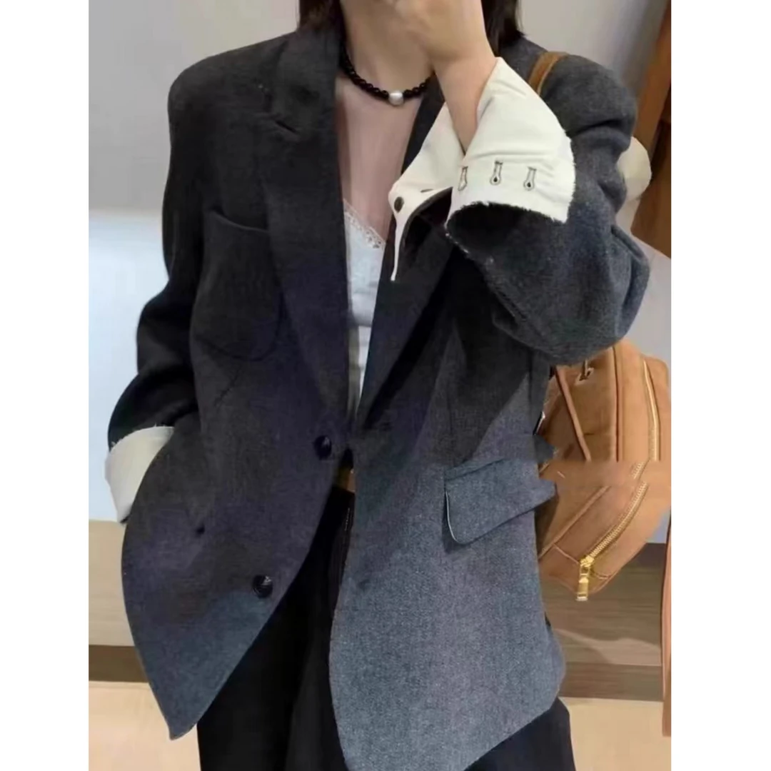 （柚子同款）春款宽松气质呢子大版西装