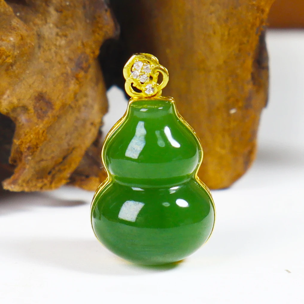 【618大促专属】  18k金和田玉葫芦吊坠丨天然玉石丨多样性发一