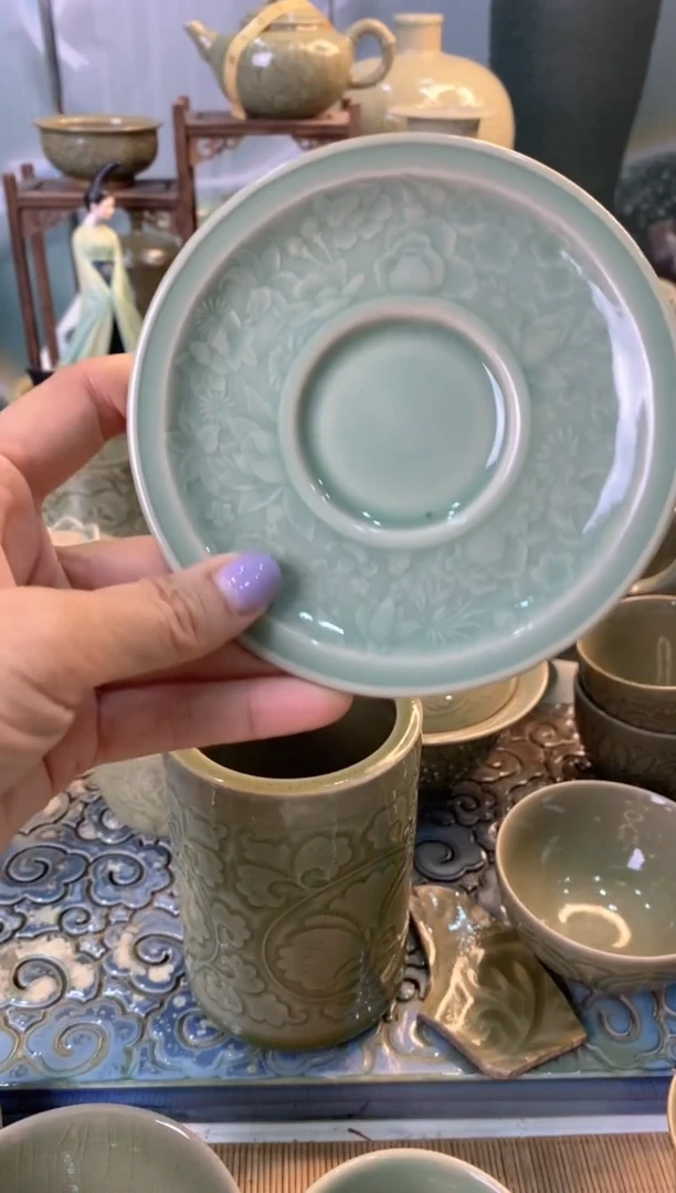 瓷片特价 百花盖碗【底托】微瑕一个