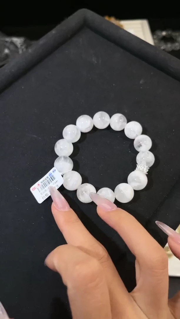 水晶手链合金多样性发一白雪花15mm