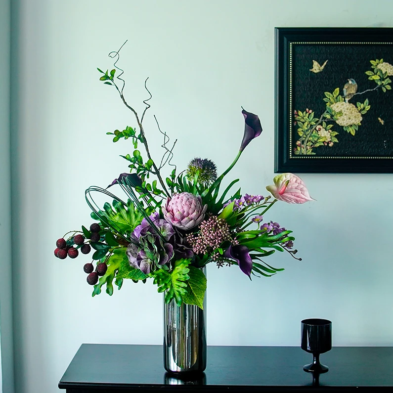 花屿|设计轻奢仿真花艺高端高级感手感原创餐桌逼真花别墅岛台