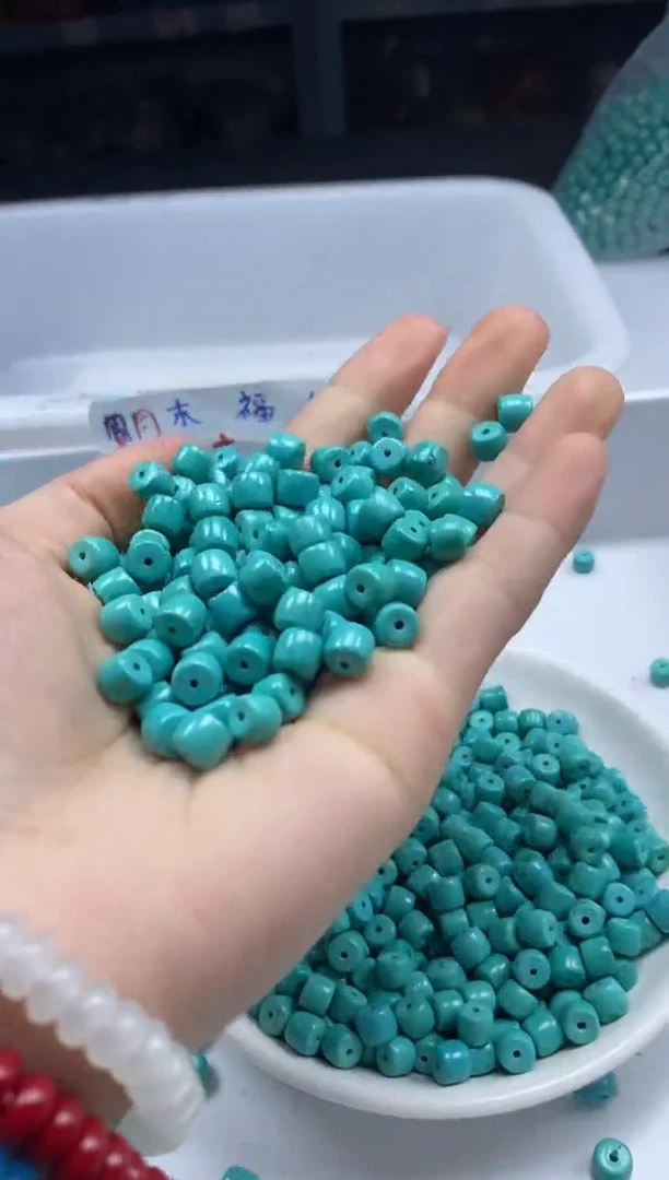 玛瑙/玉髓颈饰未镶嵌w2844高瓷绿松老型6*5mm*20颗