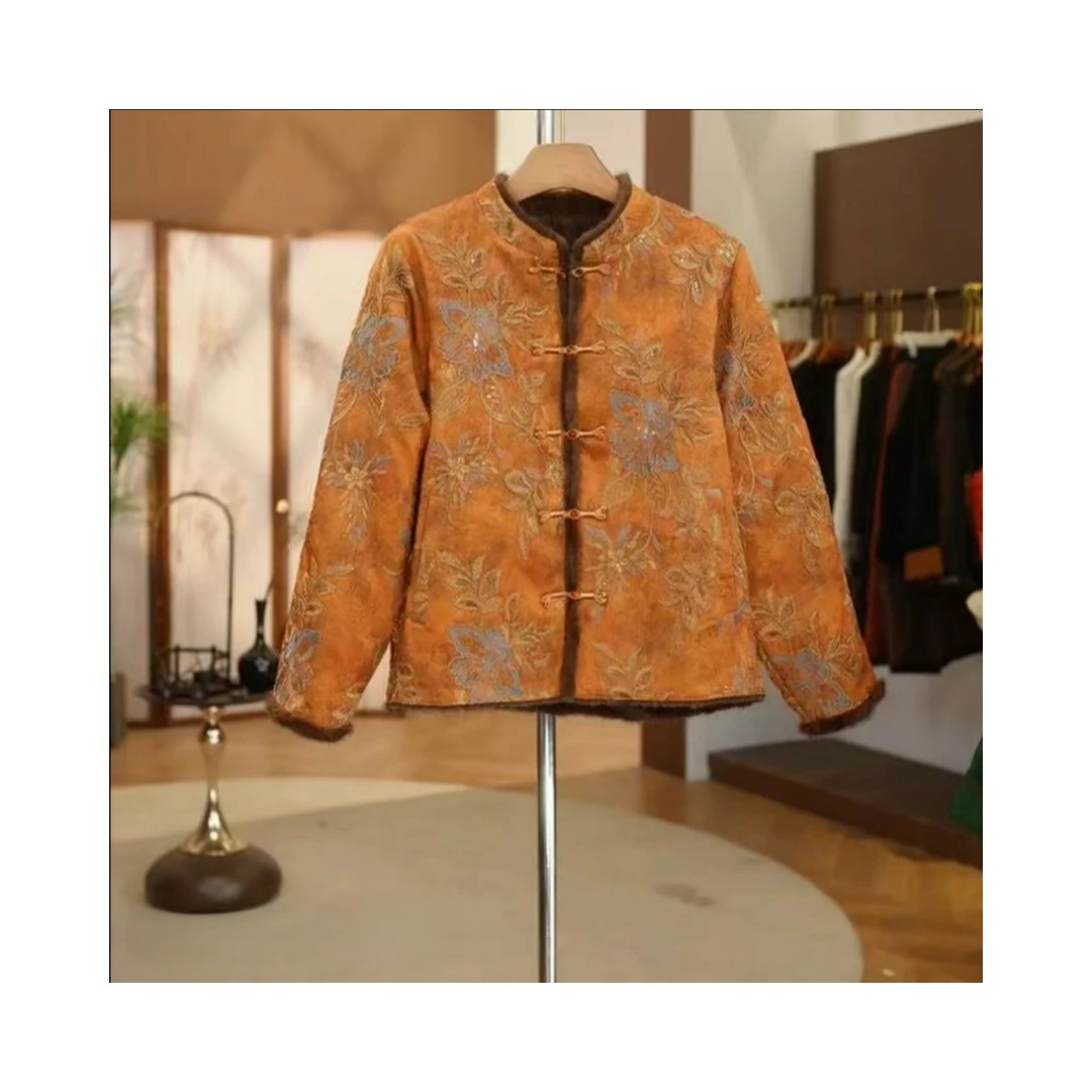 【歧月千承】冬款新款水貂毛外套香云老料新中式短款上衣百搭双面穿