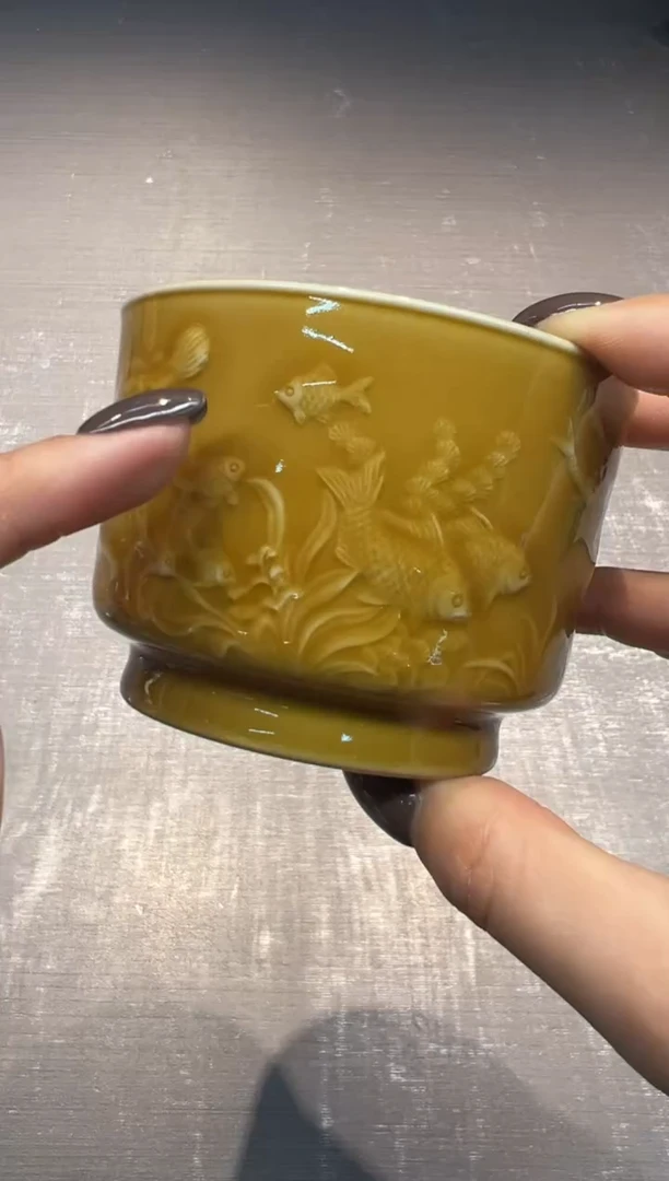 【闪购商品】土人斋 米黄 知鱼之乐 容天杯