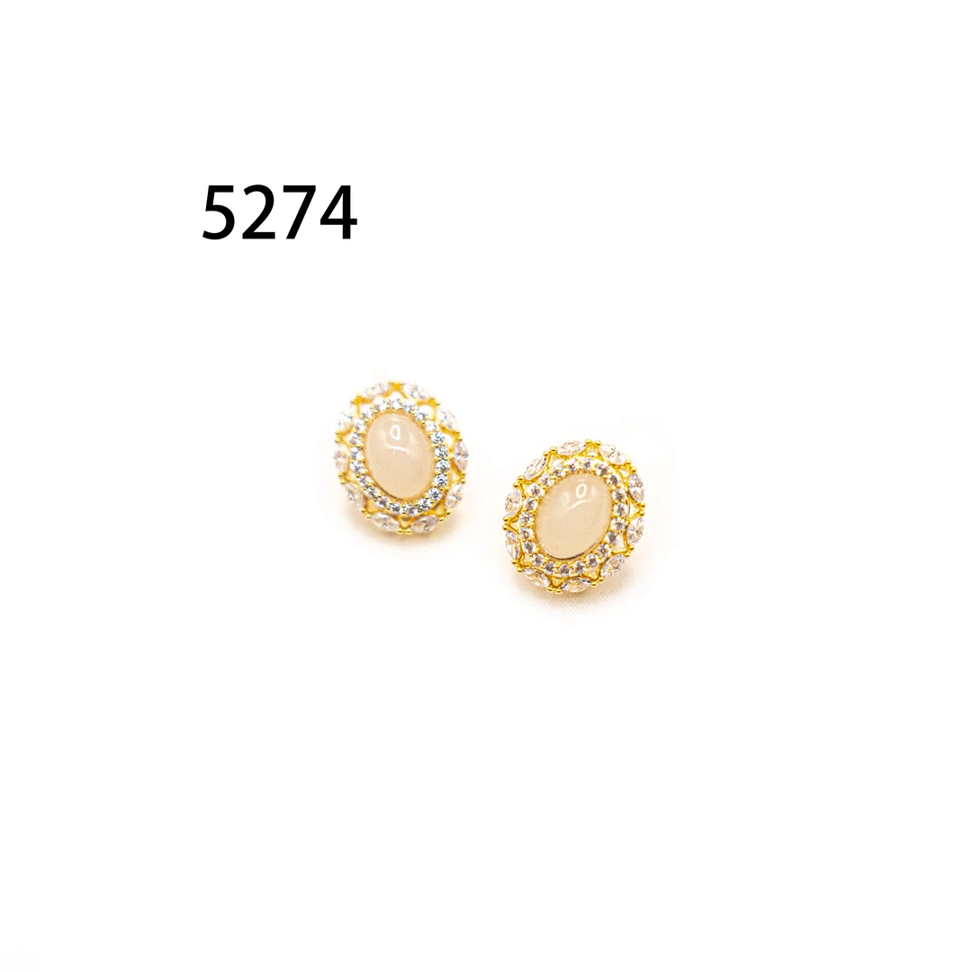 铜合金耳饰 简约镶嵌个性气质耳环小众设计高级感耳饰～5274