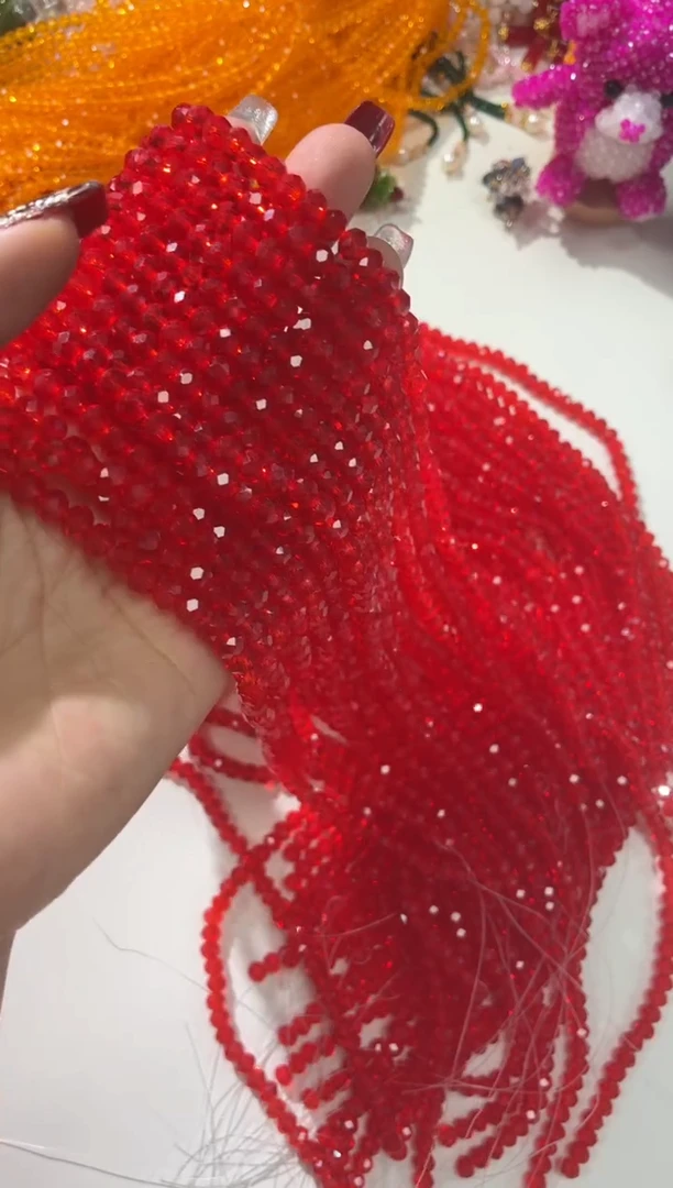 玻璃2453卡4水晶扁本色10条大红色